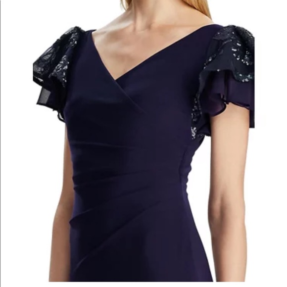 Ruffle-Cap-Sleeve Jersey Gown - Picture 3 of 9